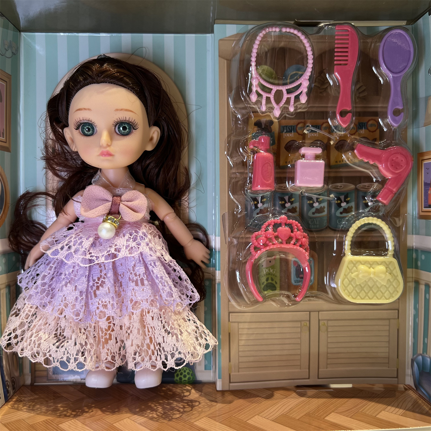跨境专供儿童娃娃套装新年礼物娃娃公主洋娃娃3D真眼女孩玩具详情12