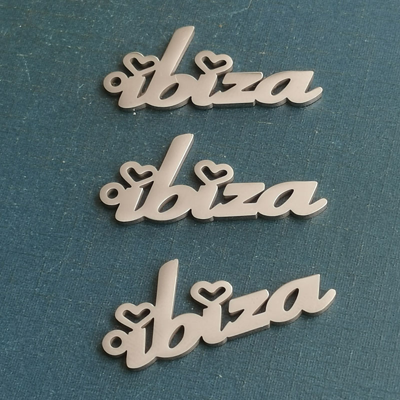 Cross-border foreign trade stainless steel titanium steel pendant English letters lbiza Spain Ibiza DIY jewelry accessories