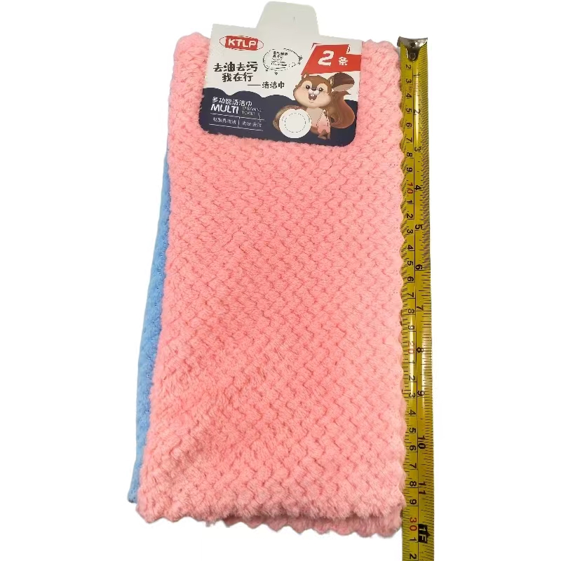 菠萝格30*30*2片方巾珊瑚绒加厚柔软吸水速干不粘油厨房清洁擦手详情4