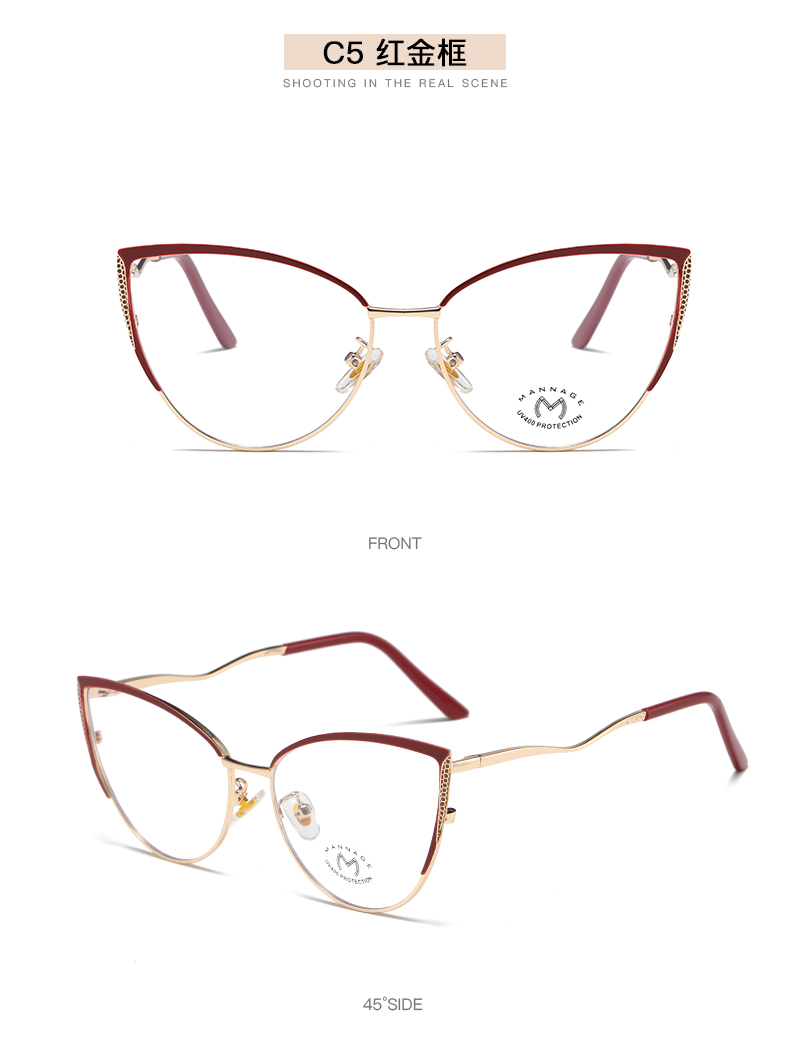 个性潮流猫眼金属镜框近视眼镜女款经典优雅文艺防蓝光平光镜详情14