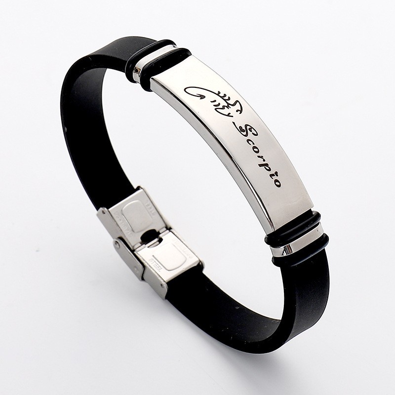 男生女生饰品流行时尚不锈钢手环十二星座情侣硅胶手环日韩版