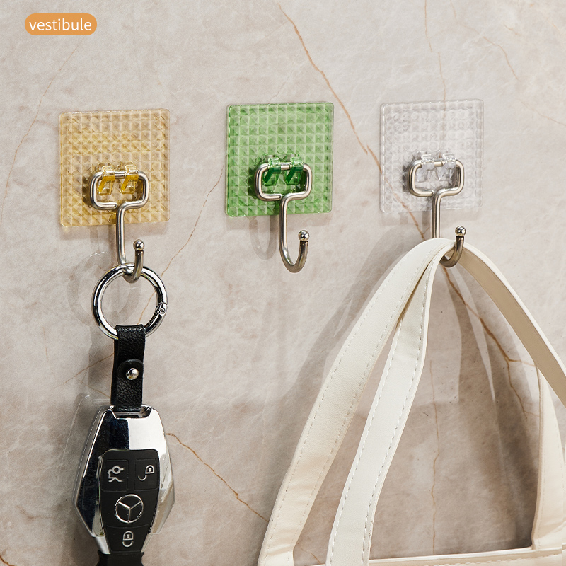 立体钻面爪扣大挂钩水晶钻面大挂钩无痕免打孔粘贴大挂钩金属挂钩金色挂钩轻奢创意挂钩新品免打孔粘挂衣钩 钩子挂钩粘挂衣钩免打