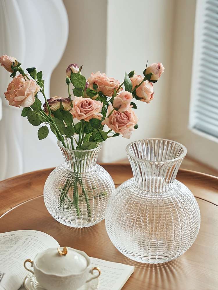 花瓶高档通透客厅摆件插花透明玻璃ins风网红轻奢高级感水养玫瑰百合绿植