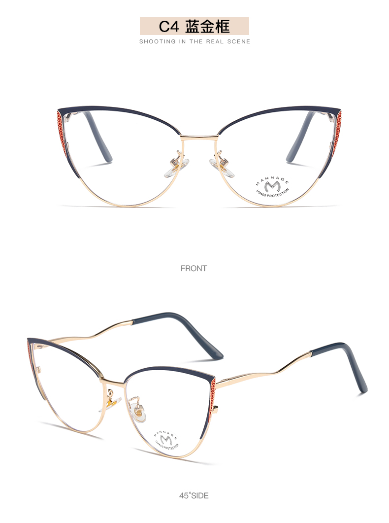 个性潮流猫眼金属镜框近视眼镜女款经典优雅文艺防蓝光平光镜详情13