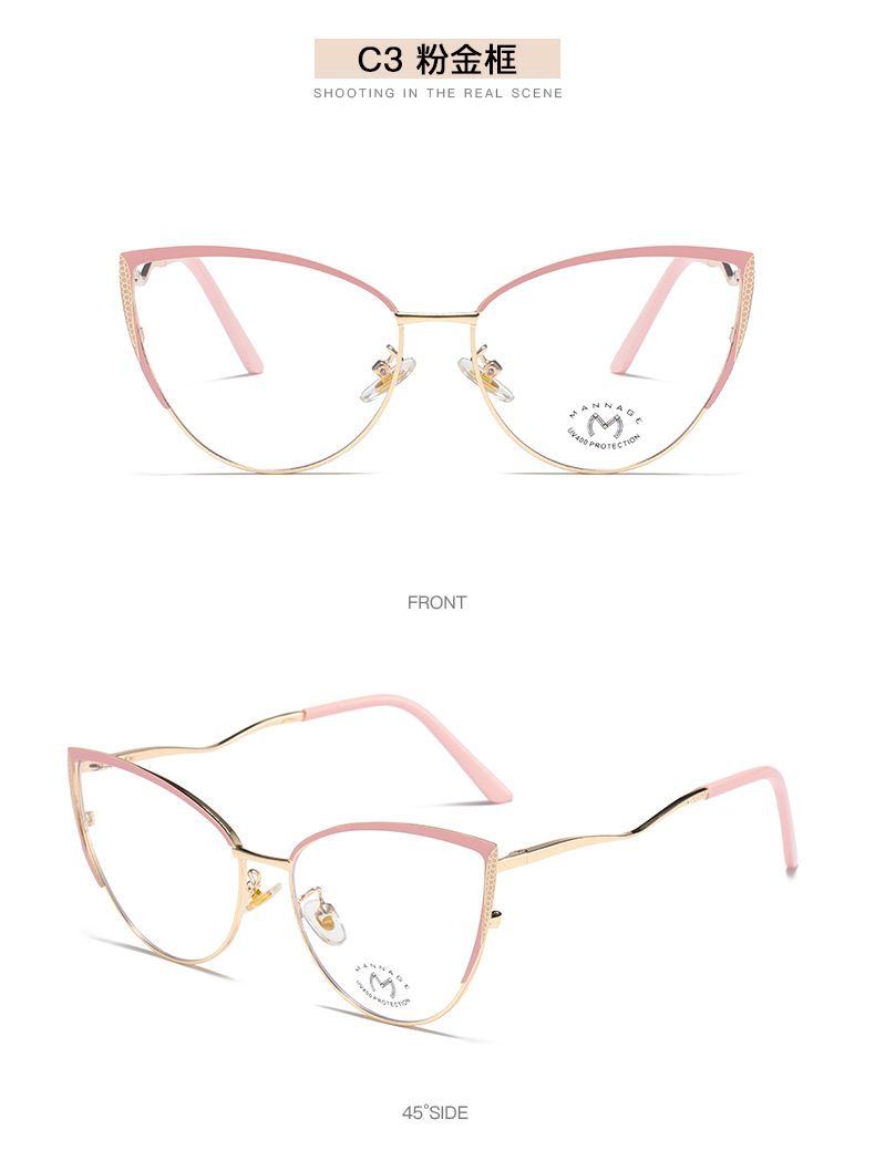 个性潮流猫眼金属镜框近视眼镜女款经典优雅文艺防蓝光平光镜详情12