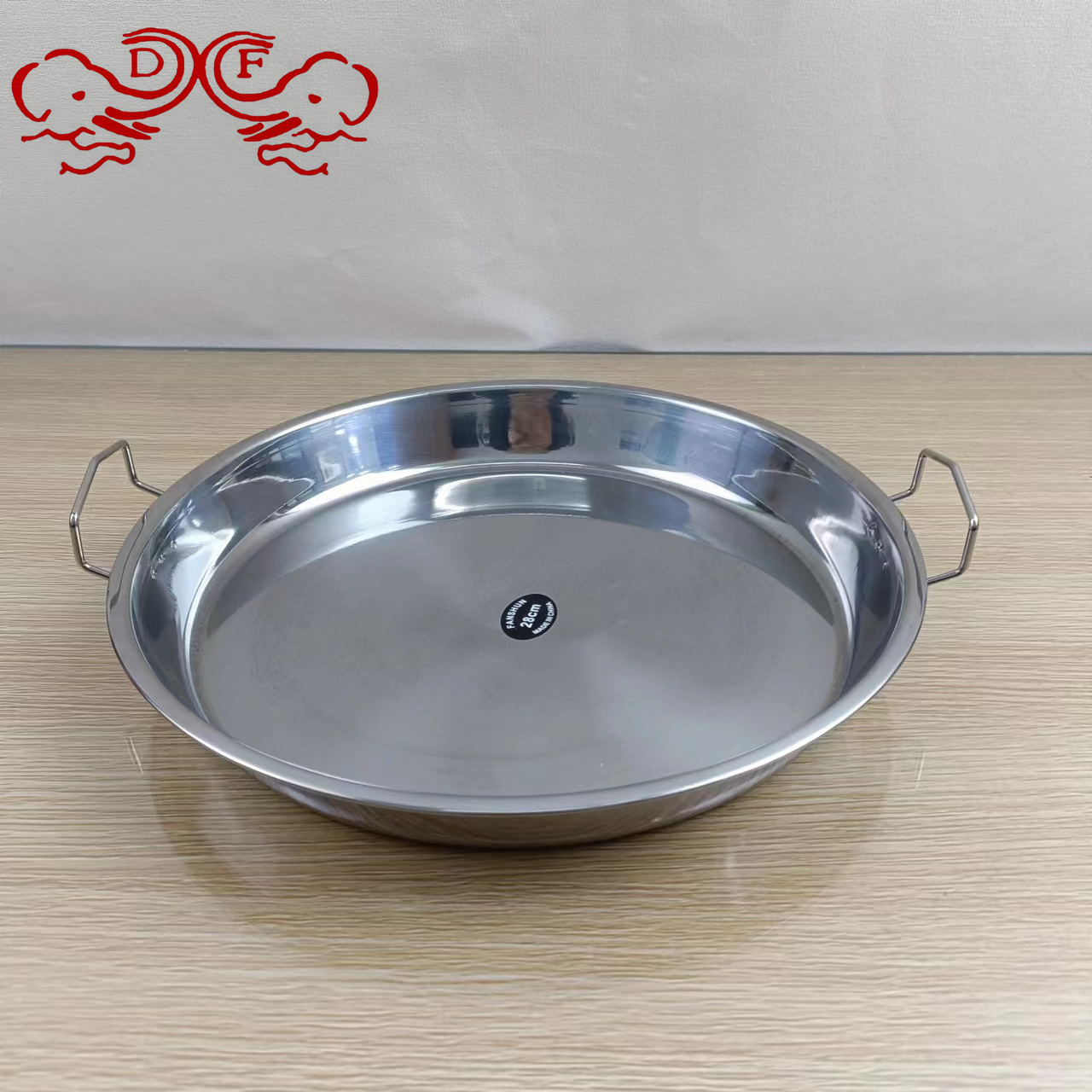 DF68771 Rust steel cold noodle plate with ears, cold noodle luo, flat bottom, home-style steamed rice noodle plate, round cake plate, DF TRADINGHOUSE