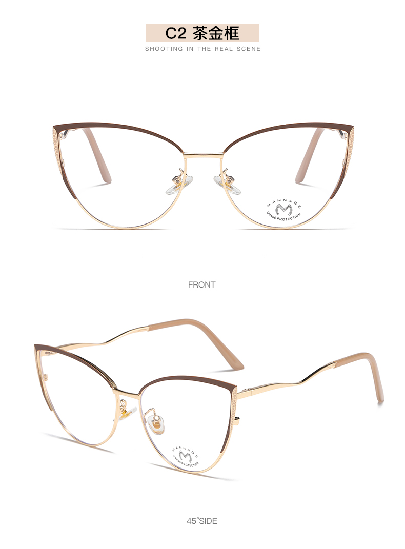 个性潮流猫眼金属镜框近视眼镜女款经典优雅文艺防蓝光平光镜详情11