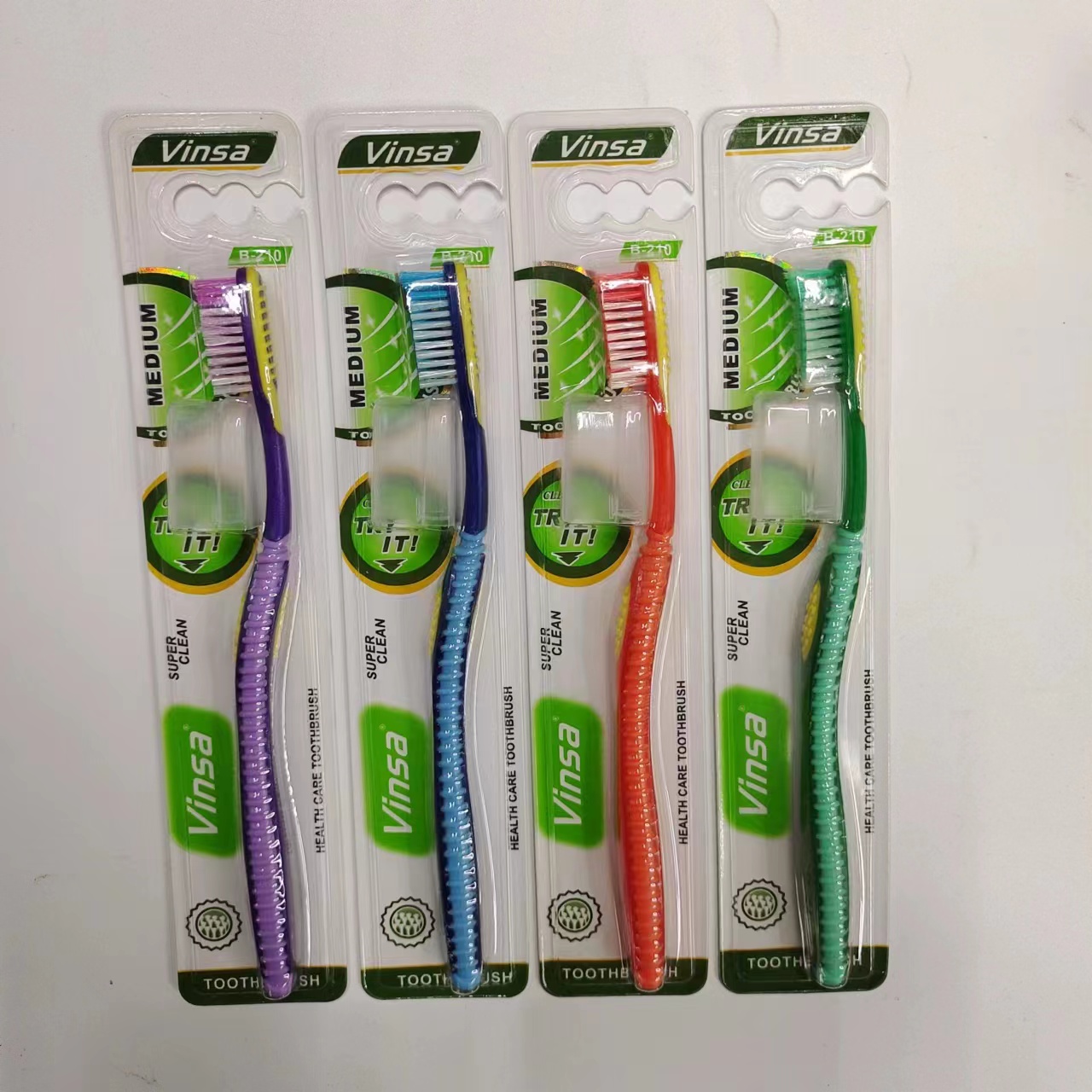 Foreign Trade English Toothbrush Vinsa B-210 Adult Medium Bristle Toothbrush With Jacket Specification drawing