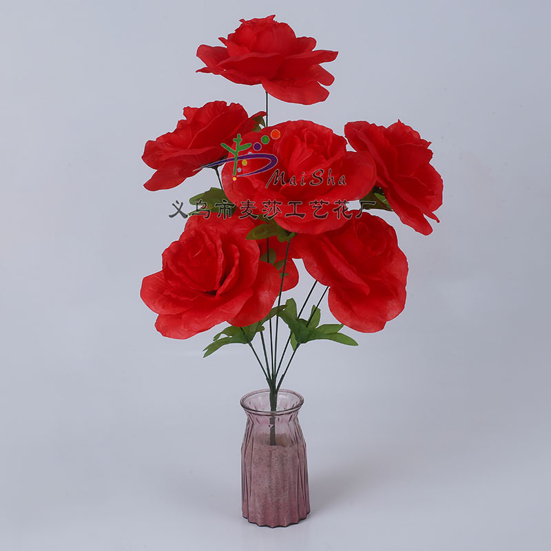 Ms-007 Maisha Flower Piece Qingming Flower Tomb Sweeping Flower Sacrificial Flower Cemetery Flower Arrangement Artificial Flower False Flower Big Rose Specification drawing