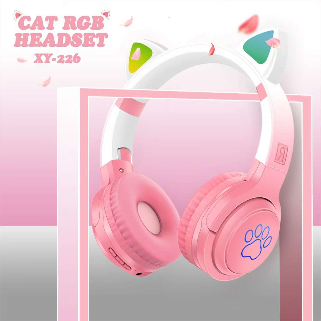 渐变色 XY-226
🐱猫耳发光头戴蓝牙耳机🎧白底实物图