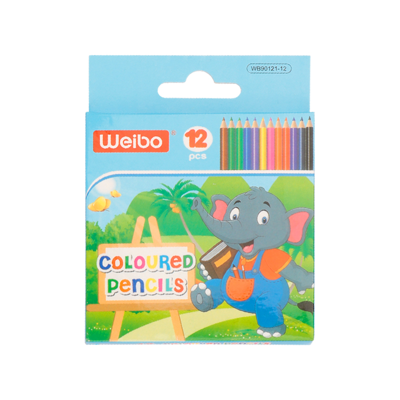Weibo Stationery Cartoon Cute Elephant Short oil-based colored Pencil, 12-color student high appearance level art drawing pen Item Picture