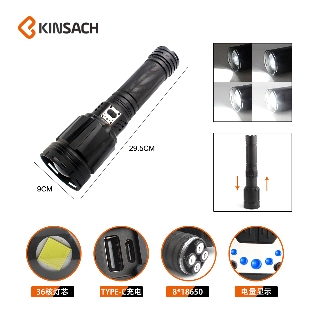 KINSACA Star Source TYPE-C rechargeable aluminum alloy excess flashlight can be output details Picture