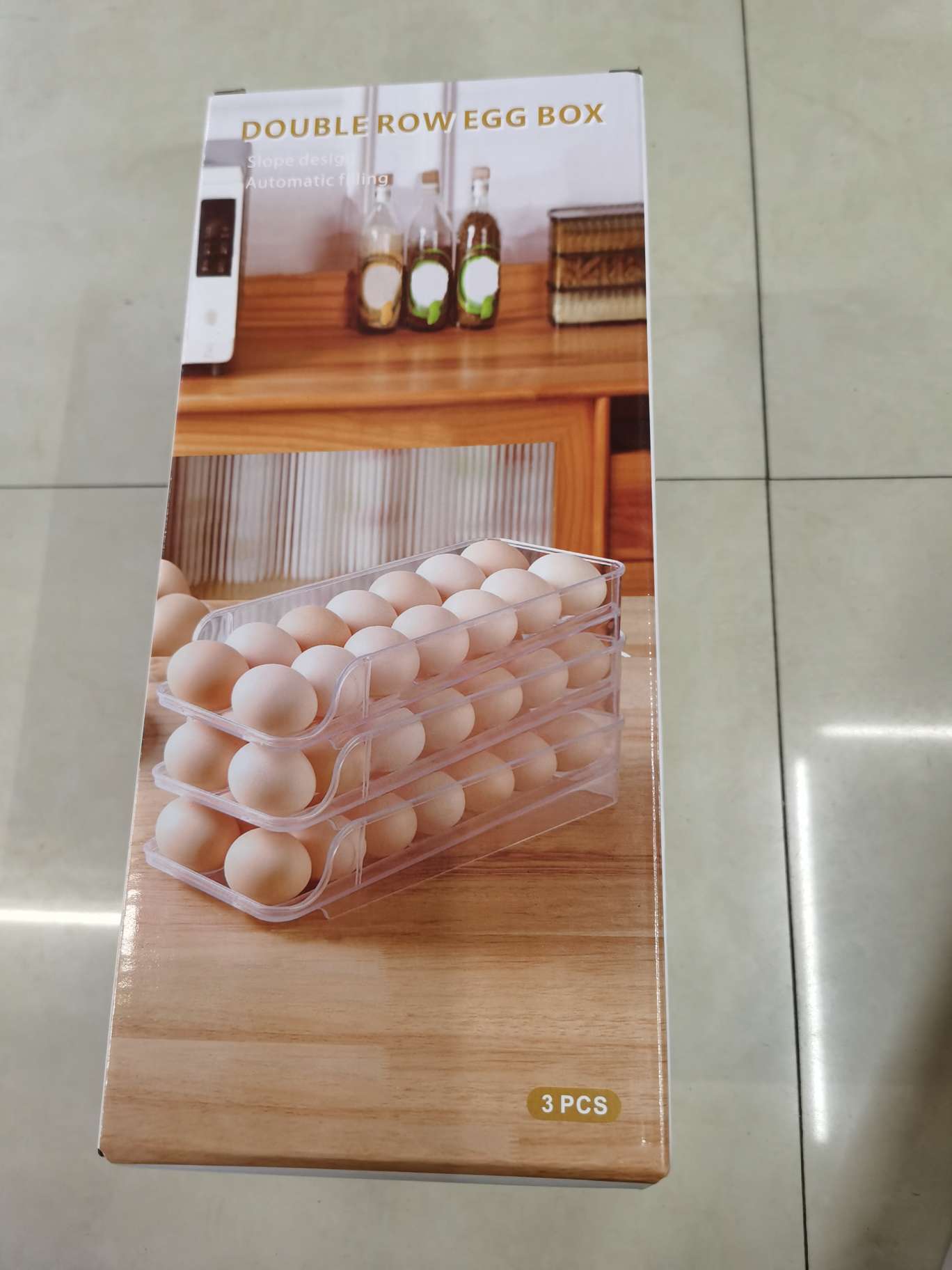 冰箱用鸡蛋盒抽屉式带盖保鲜鸡蛋格收纳蛋盒架托滚动式鸡蛋收纳盒小百货厨房用品详情图3