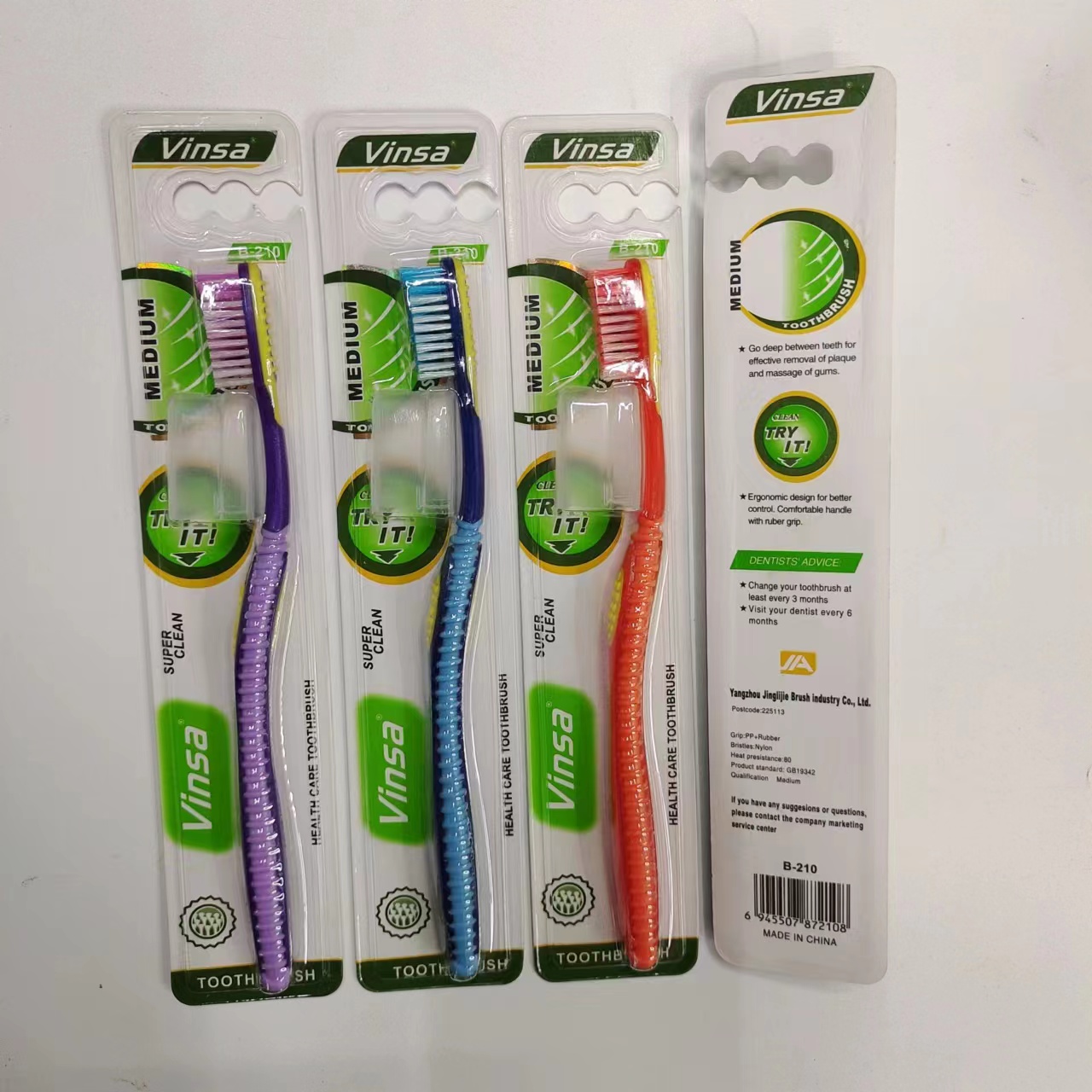 Foreign Trade English Toothbrush Vinsa B-210 Adult Medium Bristle Toothbrush With Jacket details Picture