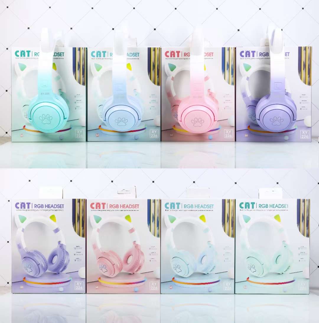 渐变色 XY-226
🐱猫耳发光头戴蓝牙耳机🎧产品图