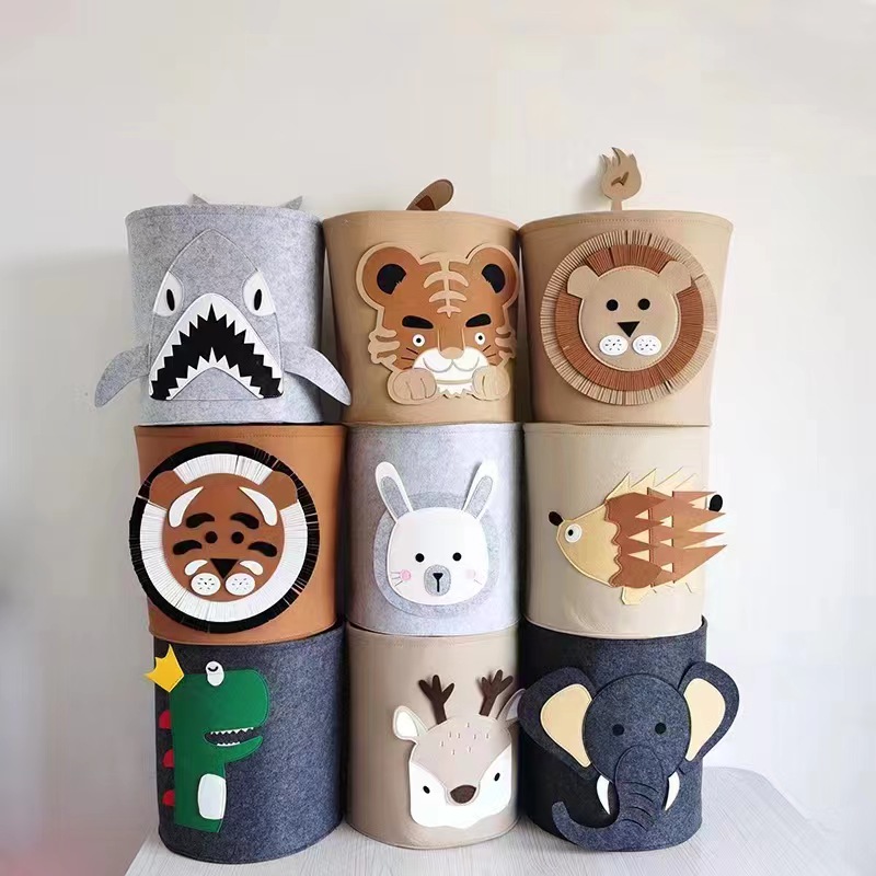 卡通毛毡动物收纳桶可折叠儿童玩具收纳大容量折叠脏衣桶