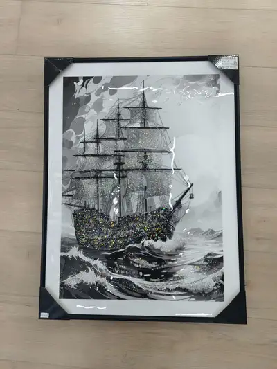 High Quality Black Frame Crystal Porcelain Painting With White Border Decorative Painting Decorative Painting