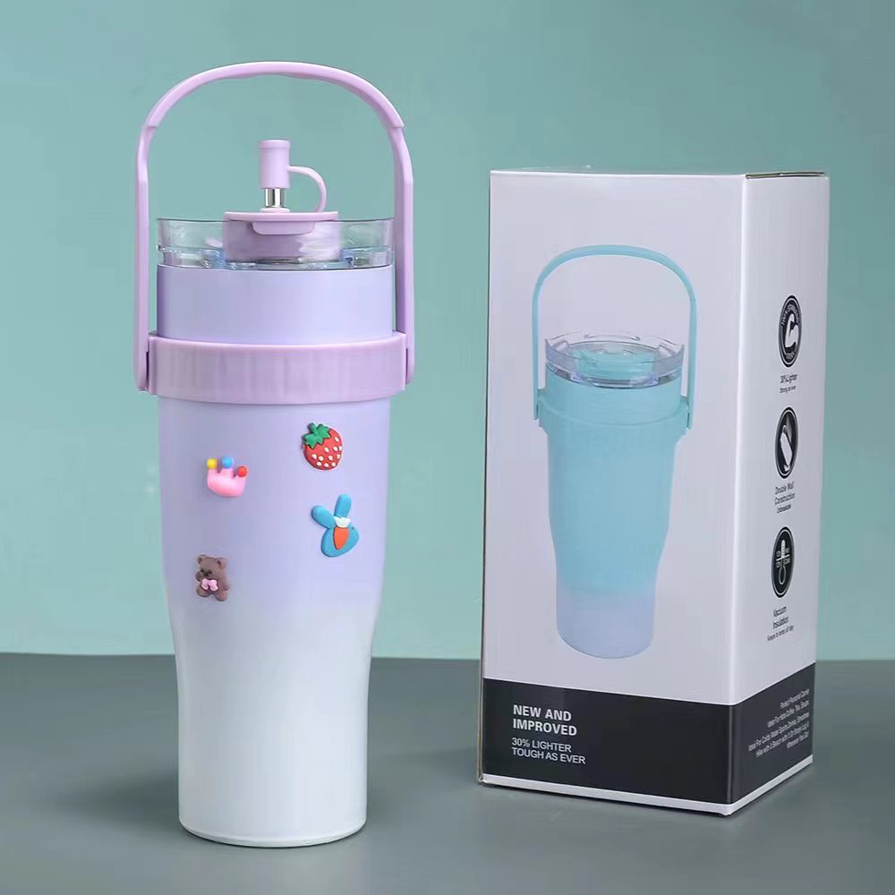 40oz Ice King car Cup, 304 stainless steel large-capacity portable handle insulated cup with phone stand, water cup Specification image