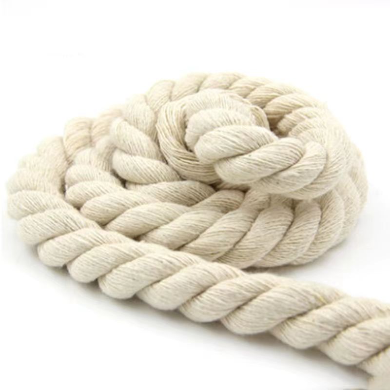 Cuerda de algodón cordón de algodón grueso cuerda tejida a mano material de bricolaje envoltura de manguera cordón decorativo cordón de cáñamo blanco details Picture