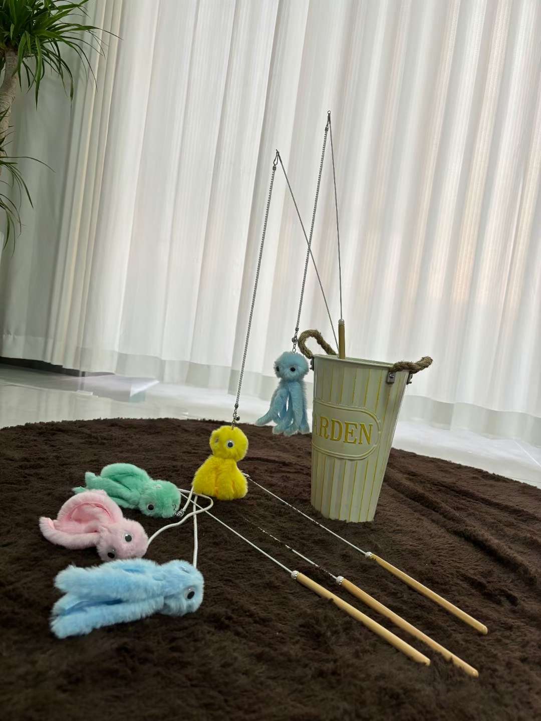 Elastic Rope Small Octopus Cat-Teasing Stick Fox Fur Doll Cat-Teasing Stick Full Color Cat-Teasing Stick Application Scenario