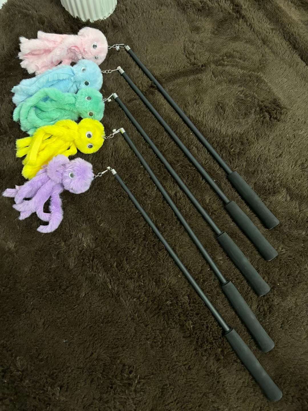 Elastic Rope Small Octopus Cat-Teasing Stick Fox Fur Doll Cat-Teasing Stick Full Color Cat-Teasing Stick details Picture