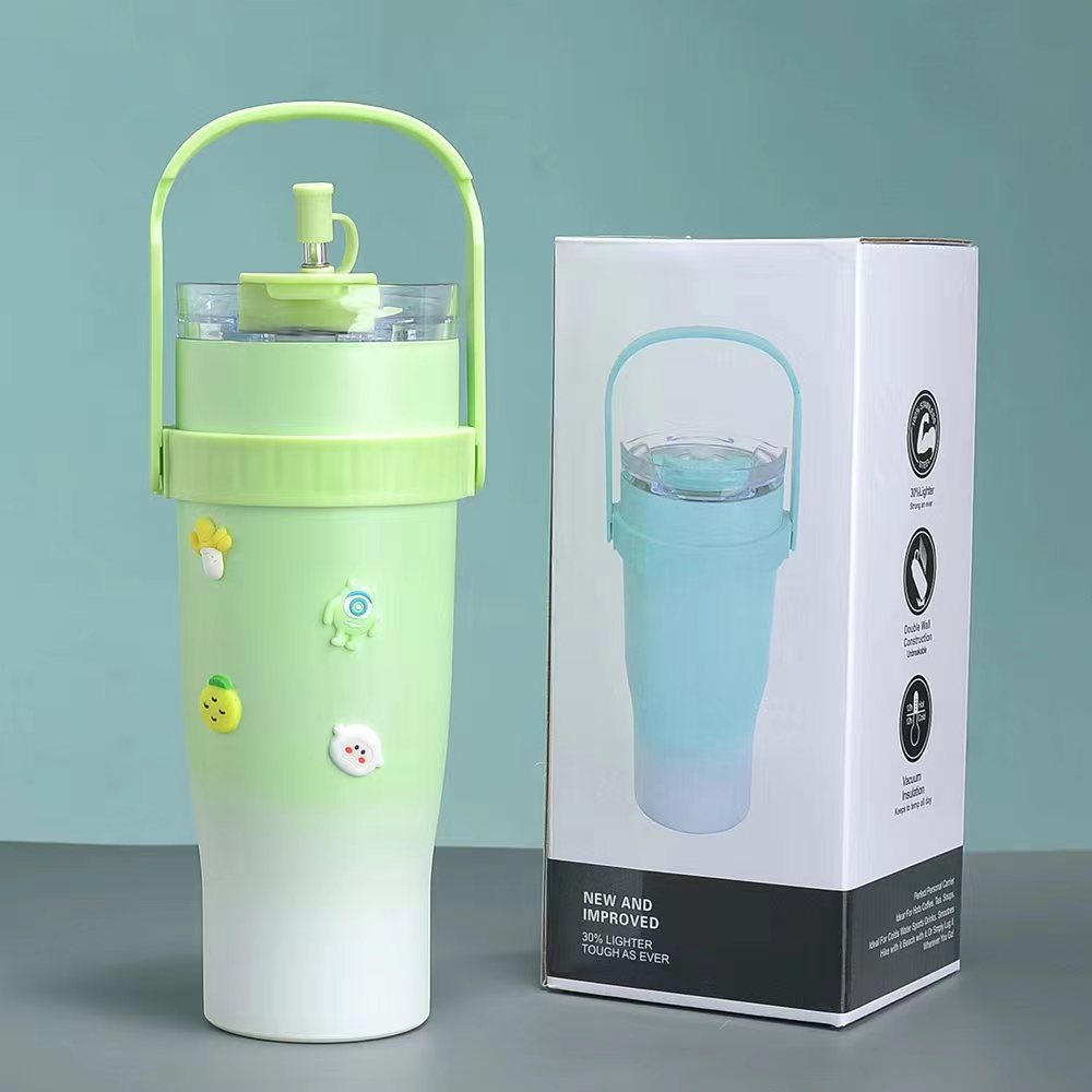 40oz Ice King car Cup, 304 stainless steel large-capacity portable handle insulated cup with phone stand, water cup Item Picture