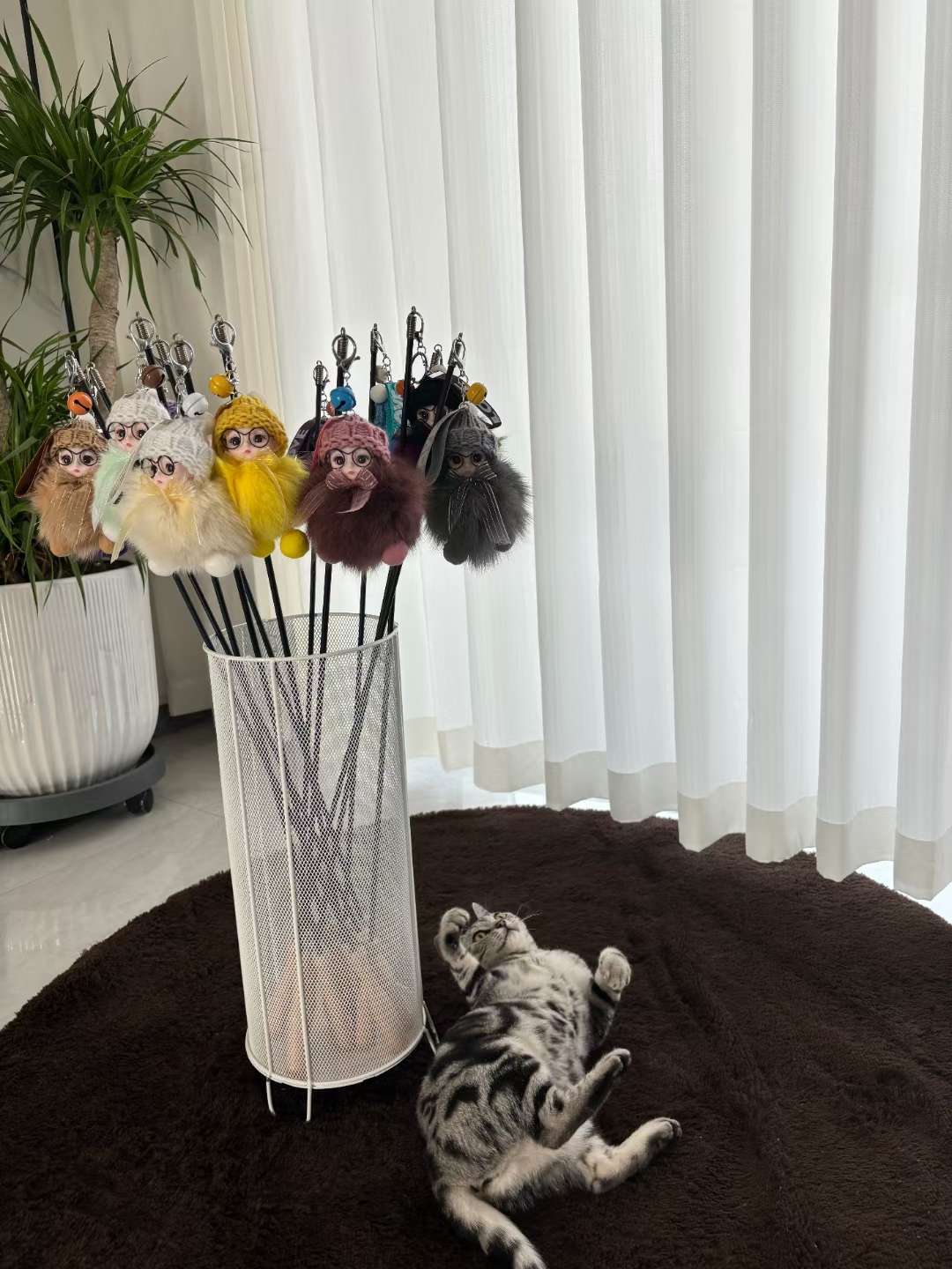 Elastic Rope Small Octopus Cat-Teasing Stick Fox Fur Doll Cat-Teasing Stick Full Color Cat-Teasing Stick Application Scenario