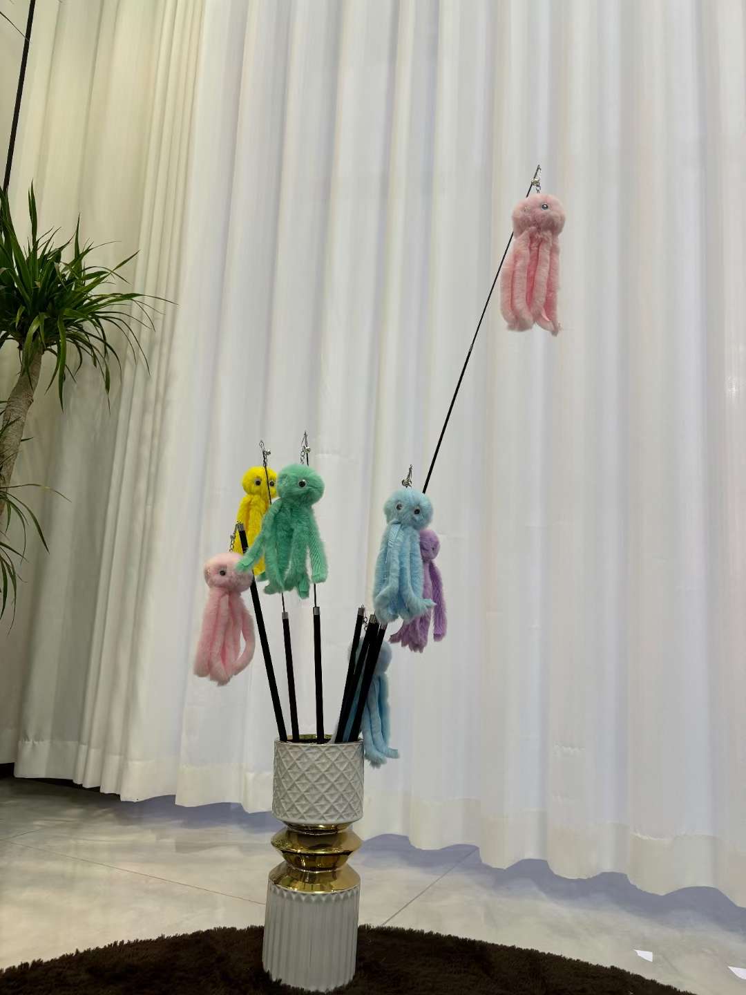 Elastic Rope Small Octopus Cat-Teasing Stick Fox Fur Doll Cat-Teasing Stick Full Color Cat-Teasing Stick details Picture