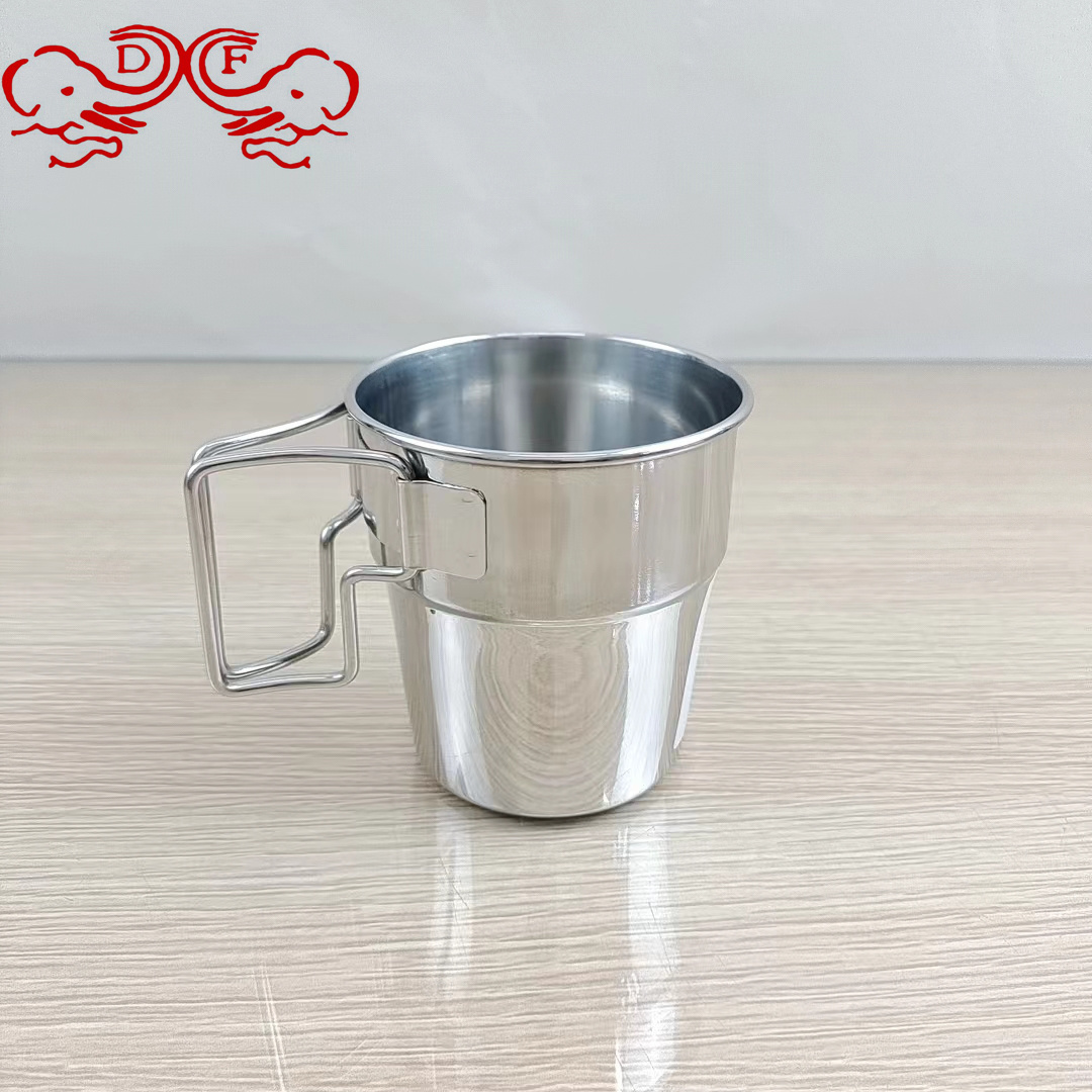DF99273 Outdoor stainless steel cup, foldable handle cup, picnic and barbecue beer mug, coffee cup, hiking cup, DF TRADINGHOUSE details Picture