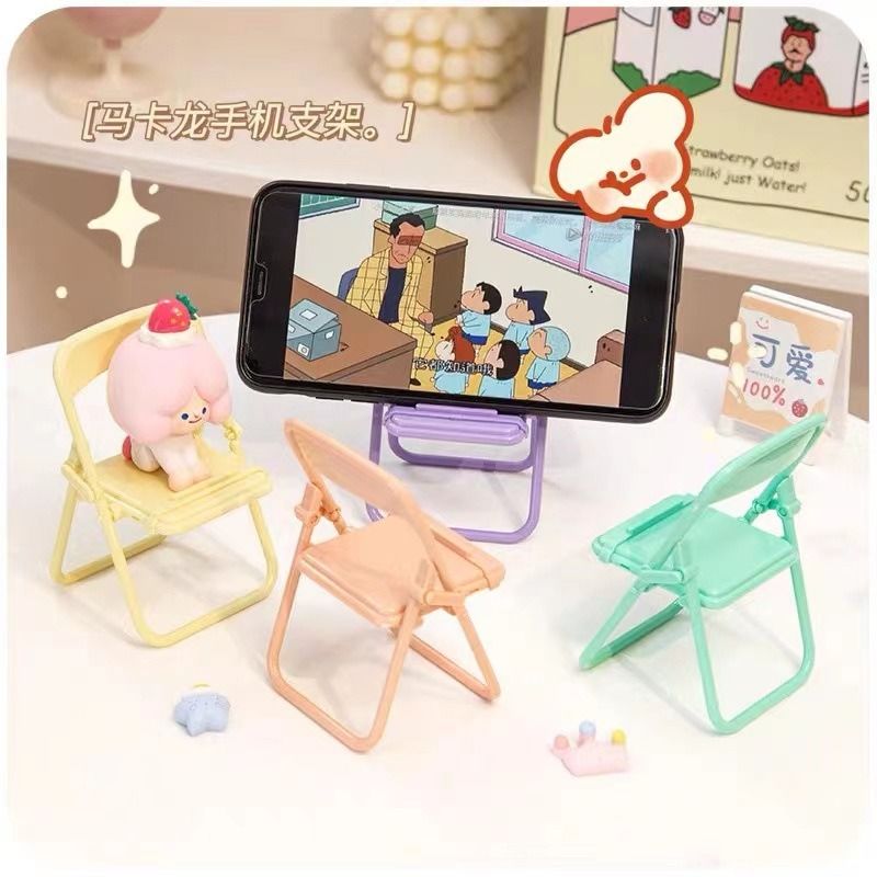 So cute little chair, folding phone stand, creative table, room decoration item, macaron lazy person stand detail image 8