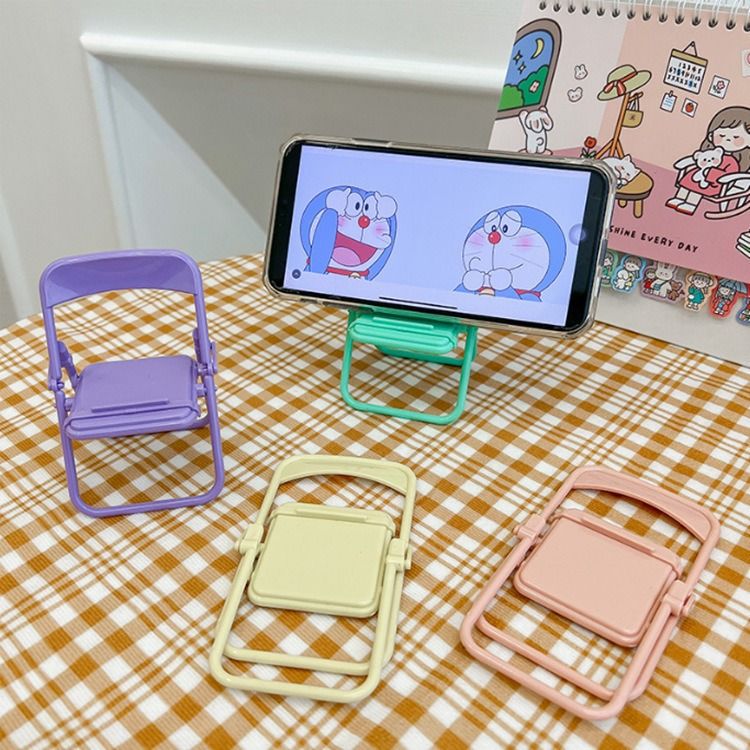 So cute little chair, folding phone stand, creative table, room decoration item, macaron lazy person stand Specification image