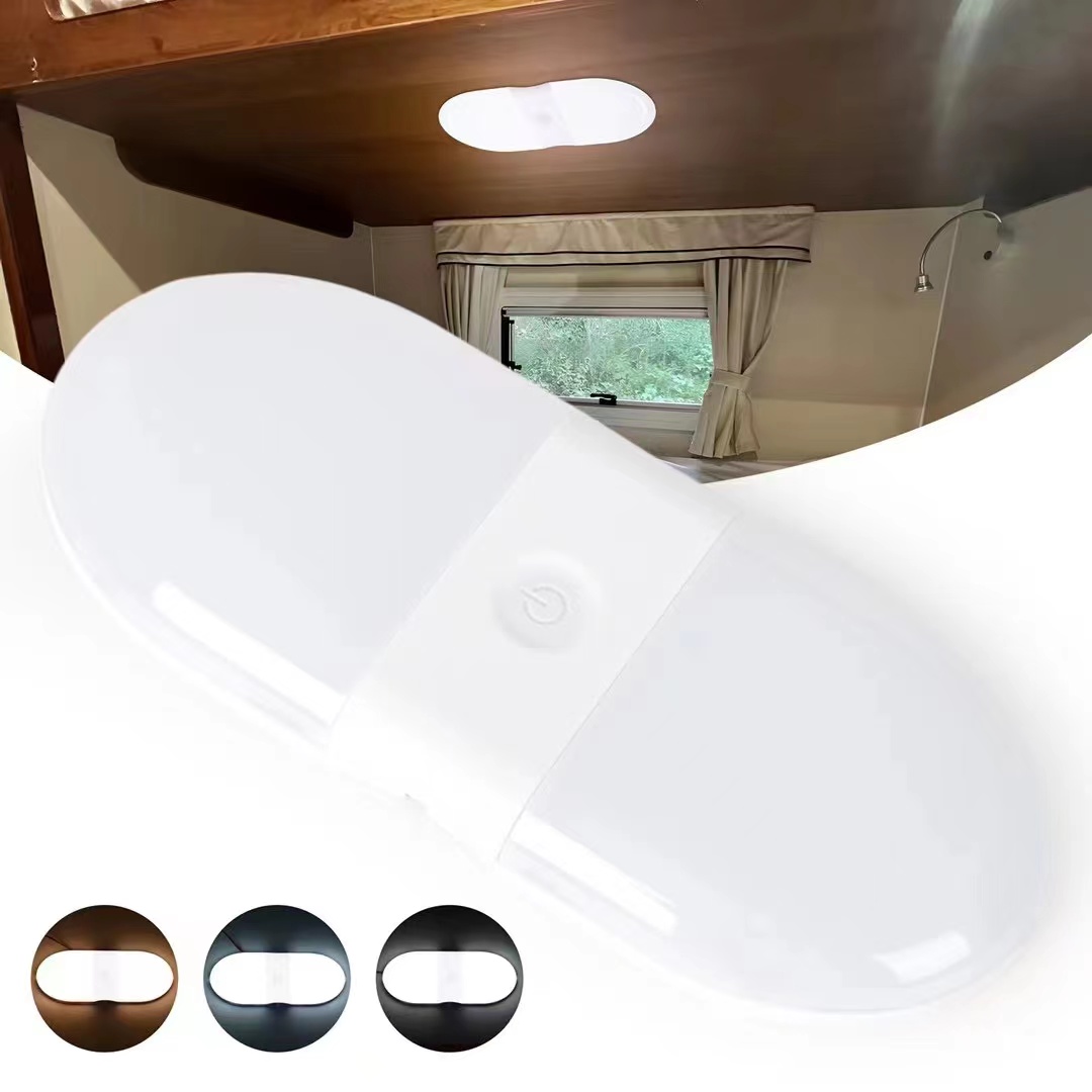 Automobile LED reading light, RV lighting lamp, white warm light, ceiling light, touch switch, truck cab light Specification image