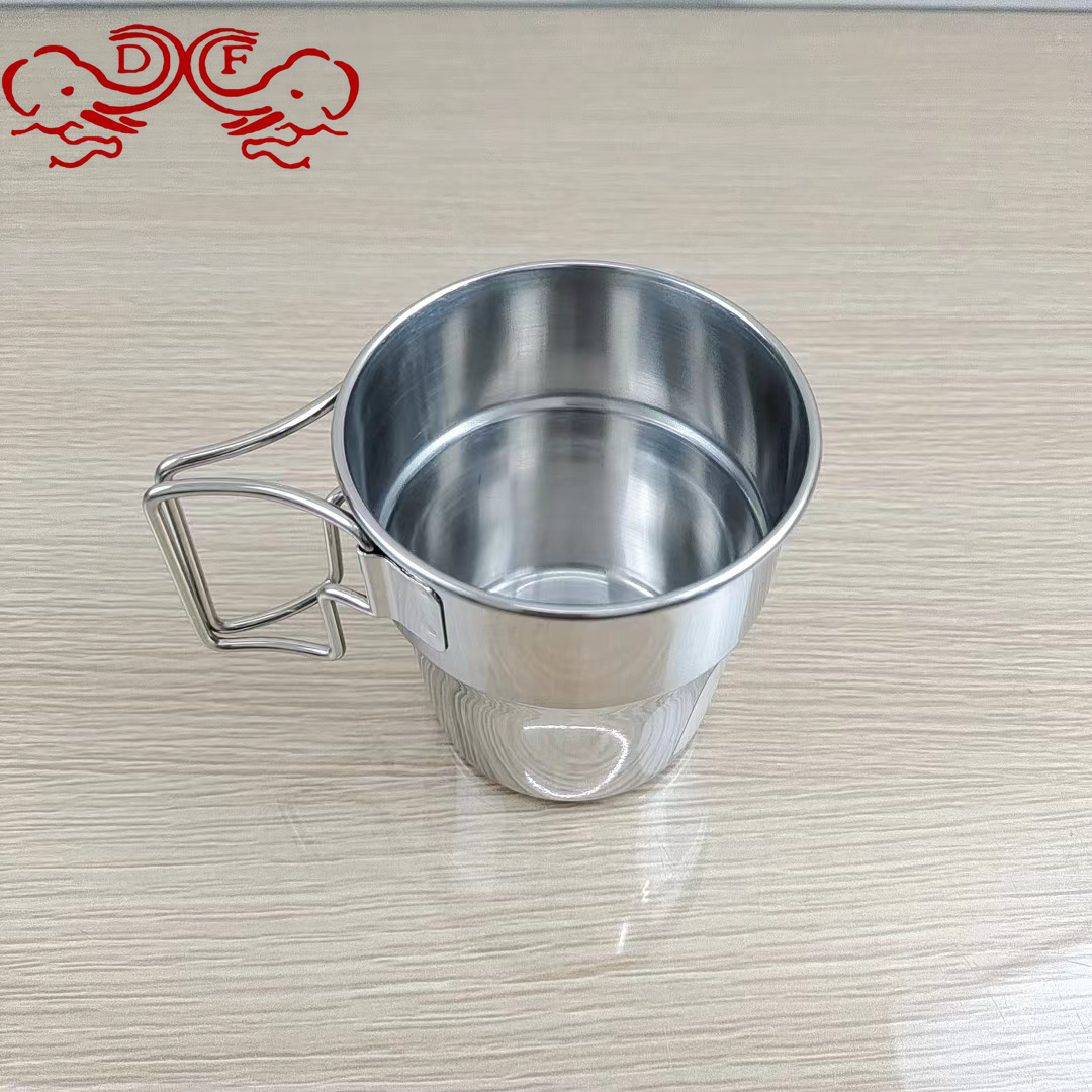 DF99273 Outdoor stainless steel cup, foldable handle cup, picnic and barbecue beer mug, coffee cup, hiking cup, DF TRADINGHOUSE