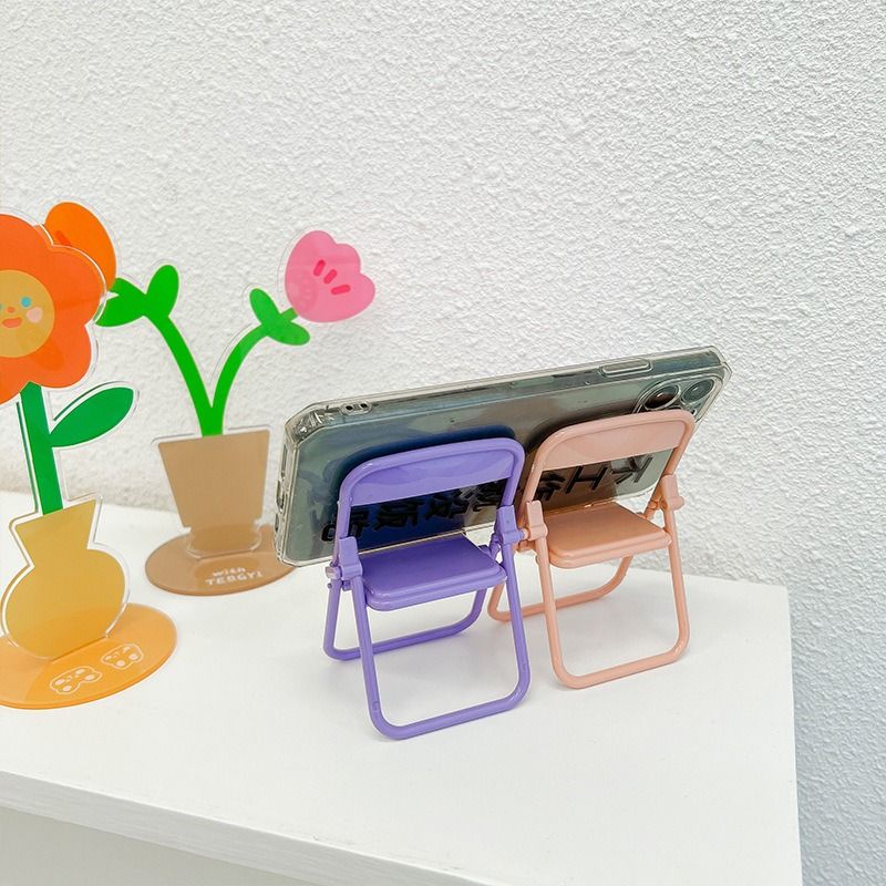 So cute little chair, folding phone stand, creative table, room decoration item, macaron lazy person stand detail image 5