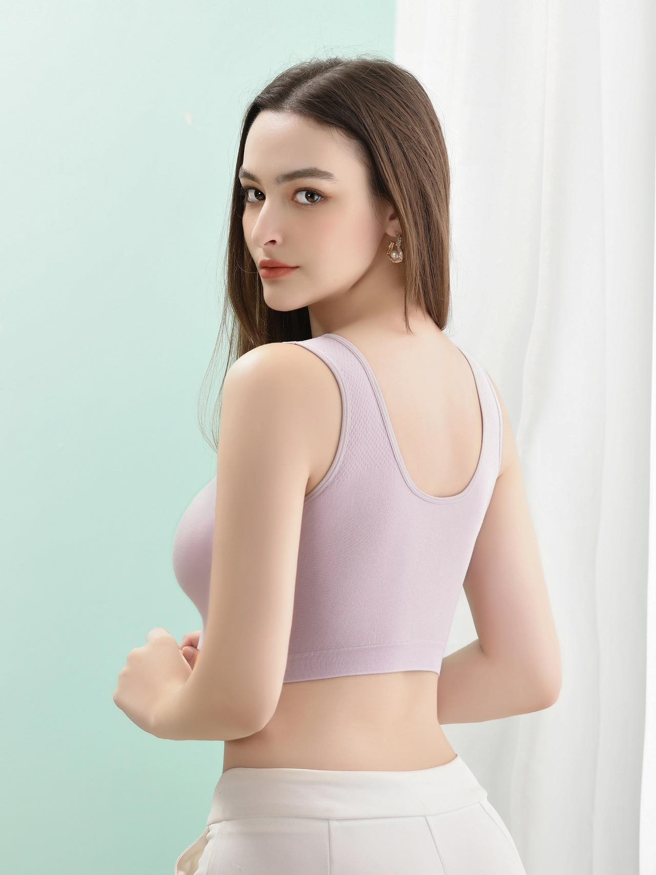 Seamless Breathable Three-Dimensional Cup Anti-Bump No Underwire Soft Vest Comfortable Wide Shoulder Strap Seamless Beauty Back Specification drawing