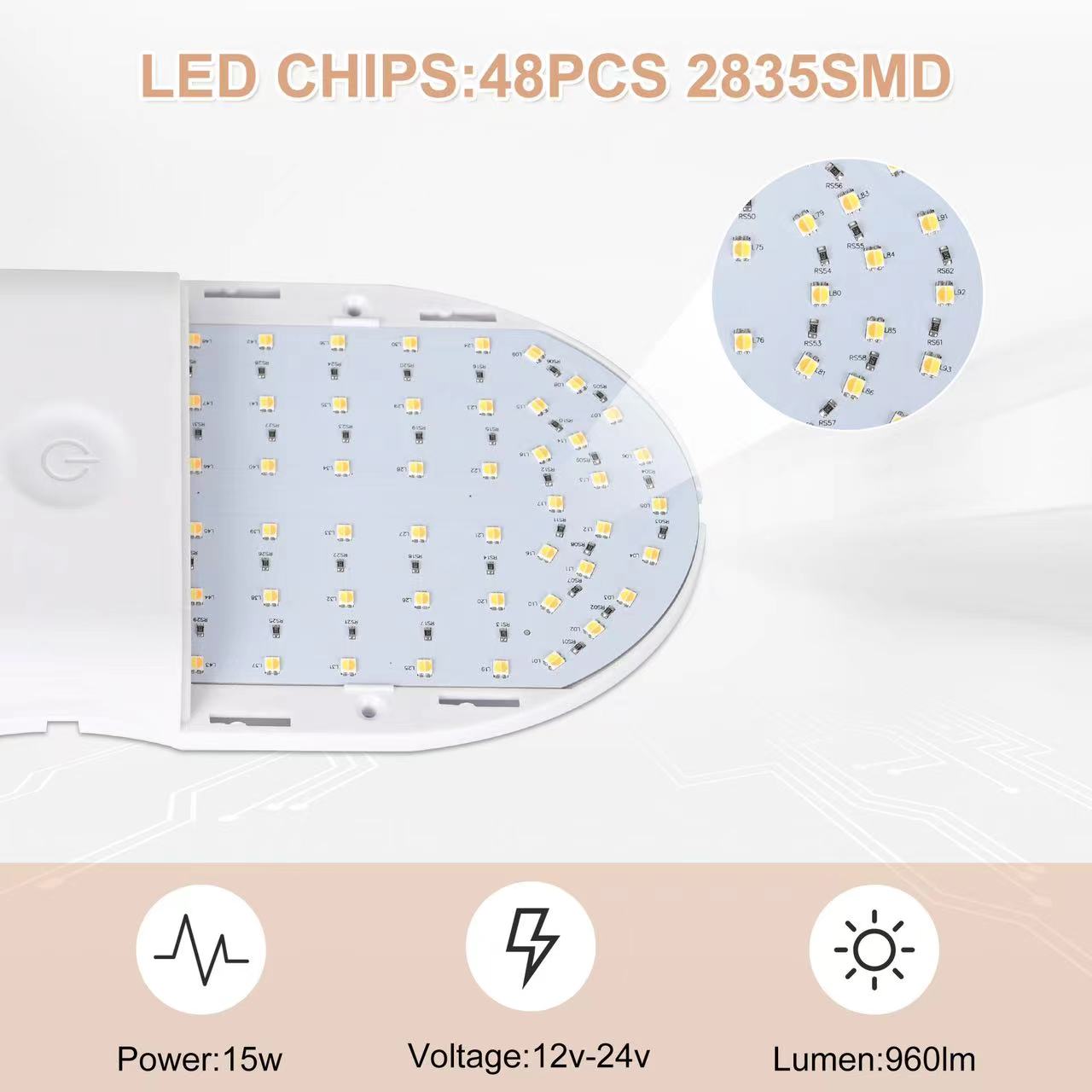 Automobile LED reading light, RV lighting lamp, white warm light, ceiling light, touch switch, truck cab light Application Scenario