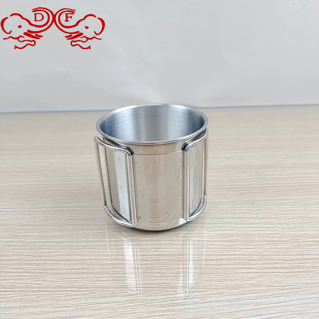 DF99273 Outdoor stainless steel cup, foldable handle cup, picnic barbecue beer mug, hiking cup, DF TRADINGHOUSE details Picture