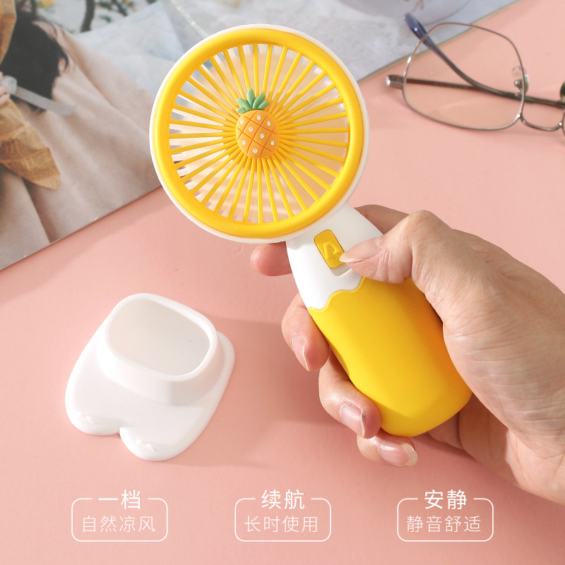 新款水果手持迷你小风扇 带底座支架usb充电便携儿童礼品广告跨境详情图7