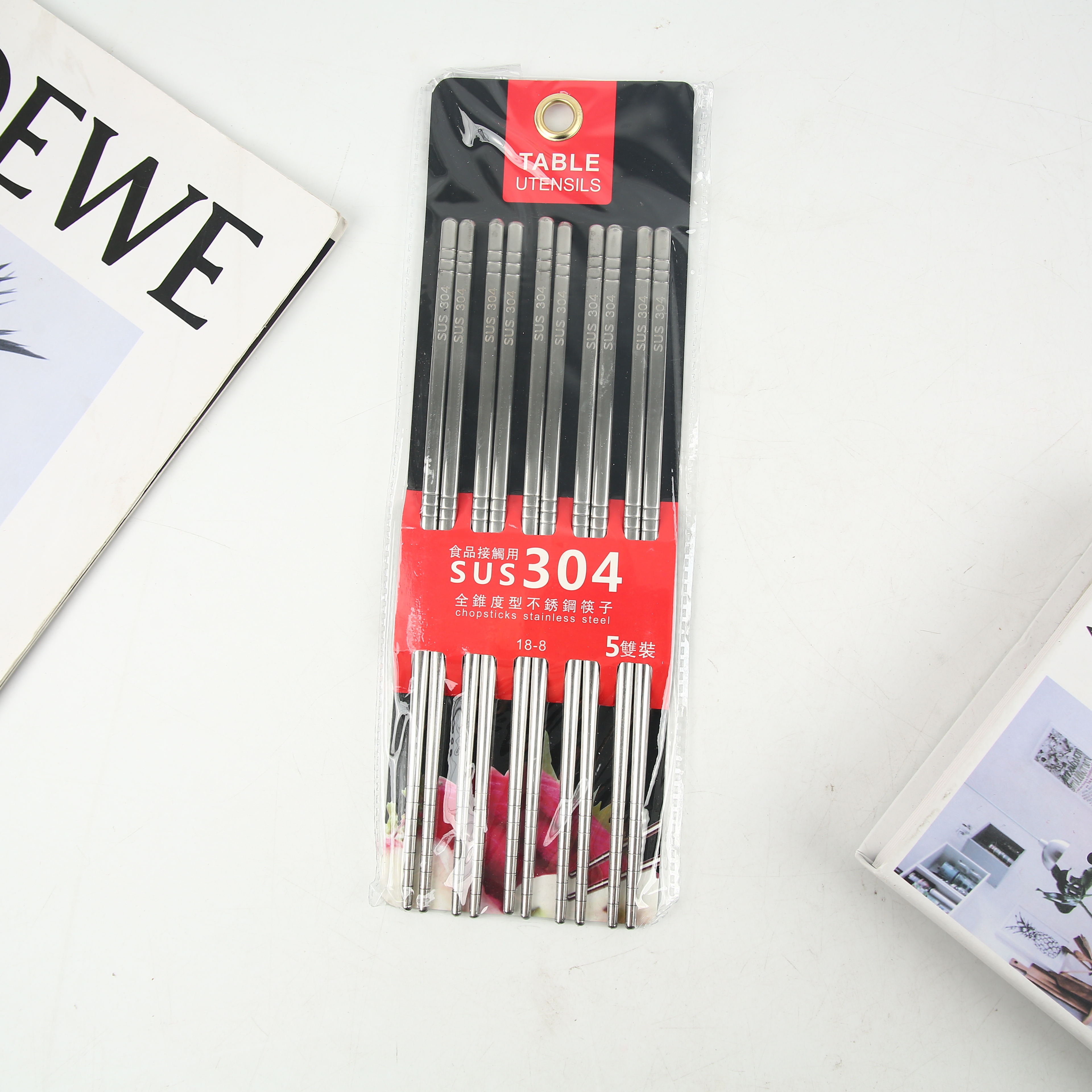 Factory Direct Sales 304 Stainless Steel Chopsticks Food Grade Home Hotel Chopsticks Wholesale Non-Slip Anti-Mold Coil Chopsticks