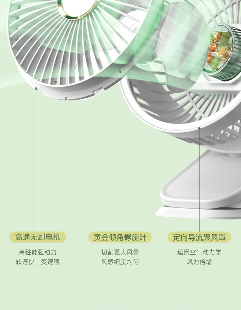 夹子灯光风扇桌面补光风扇可挂可夹可立充电便携风扇四合一循环扇详情16