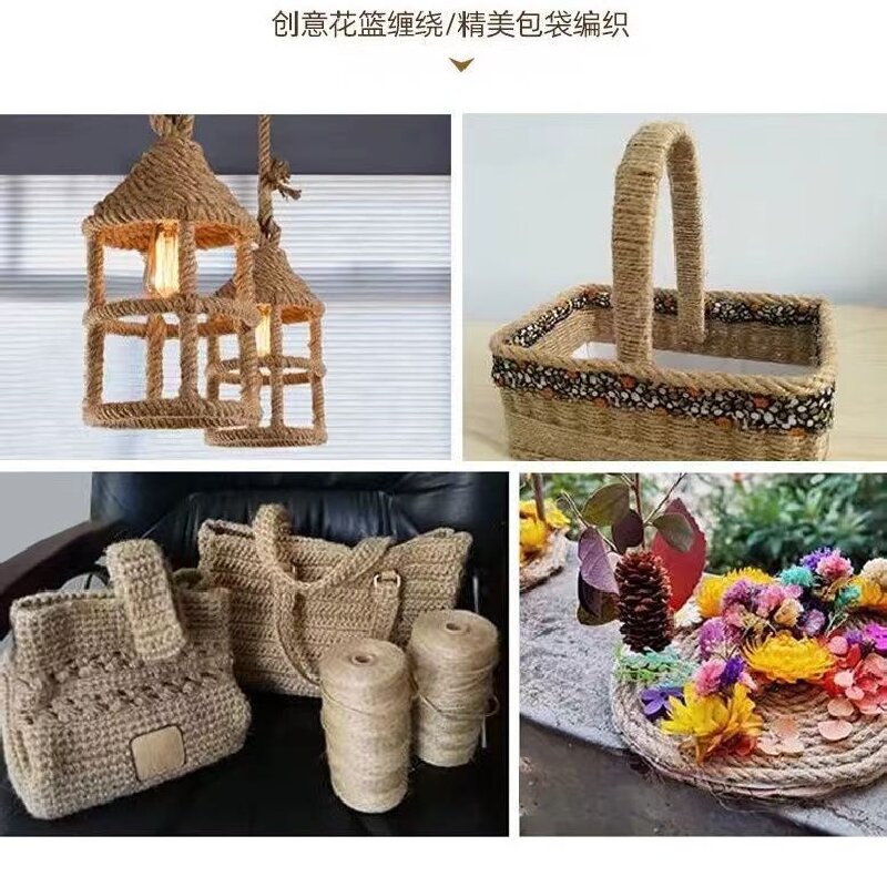 diy hemp rope material, thickness, hand-woven hemp thread, 3mm*60m, photo wall, retro decoration, tag, binding, hemp rope Application Scenario