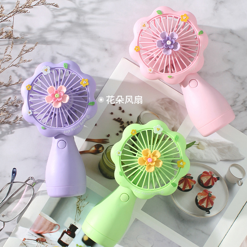New Flower Butterfly handheld mini fan with three wind speeds, usb portable small gift, student small electric fan detail image 3