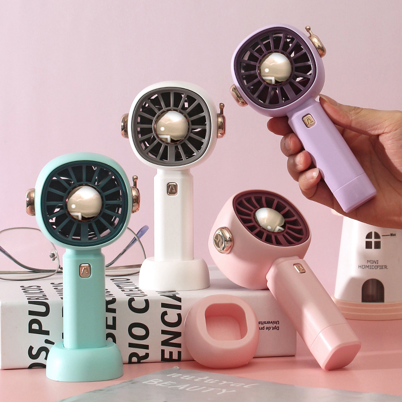 新款2024太空人手持风扇 三档静音随身USB小电扇礼品跨境印制LOGO 详情图6