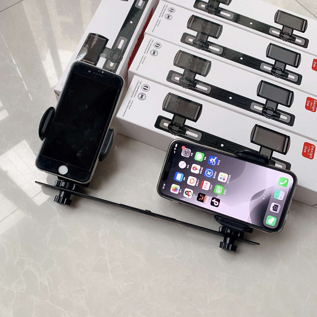 Private mold cross-border live streaming tripod stand accessories, multi-position clamp, one-line stand, crossbar, metal rotating mobile phone stand detail image 8