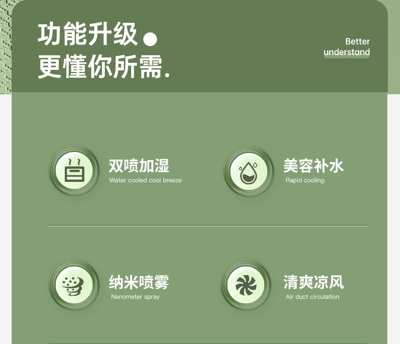 双喷头加湿风扇加湿器小夜灯手提收纳风扇桌面风扇详情3