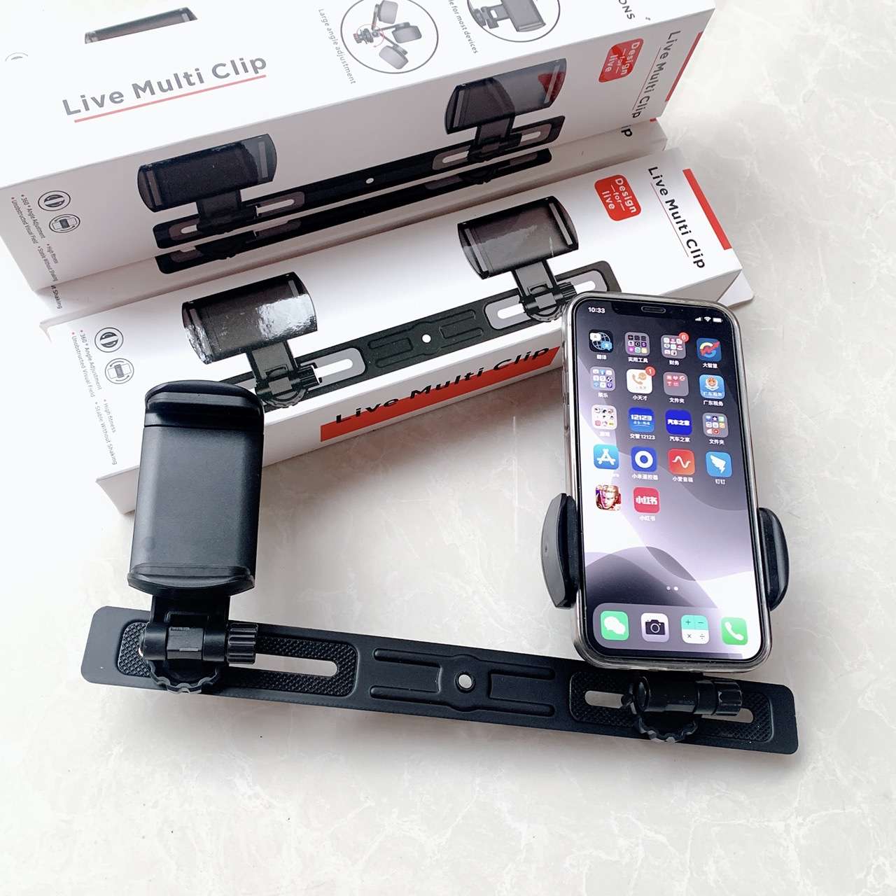 Private mold cross-border live streaming tripod stand accessories, multi-position clamp, one-line stand, crossbar, metal rotating mobile phone stand detail image 6