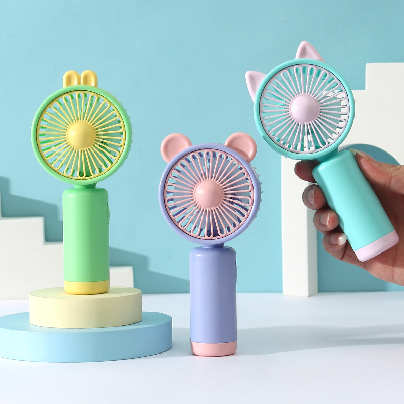 手持迷你风扇2024新款 可爱卡通usb充电便携静音小电风扇礼品跨境 