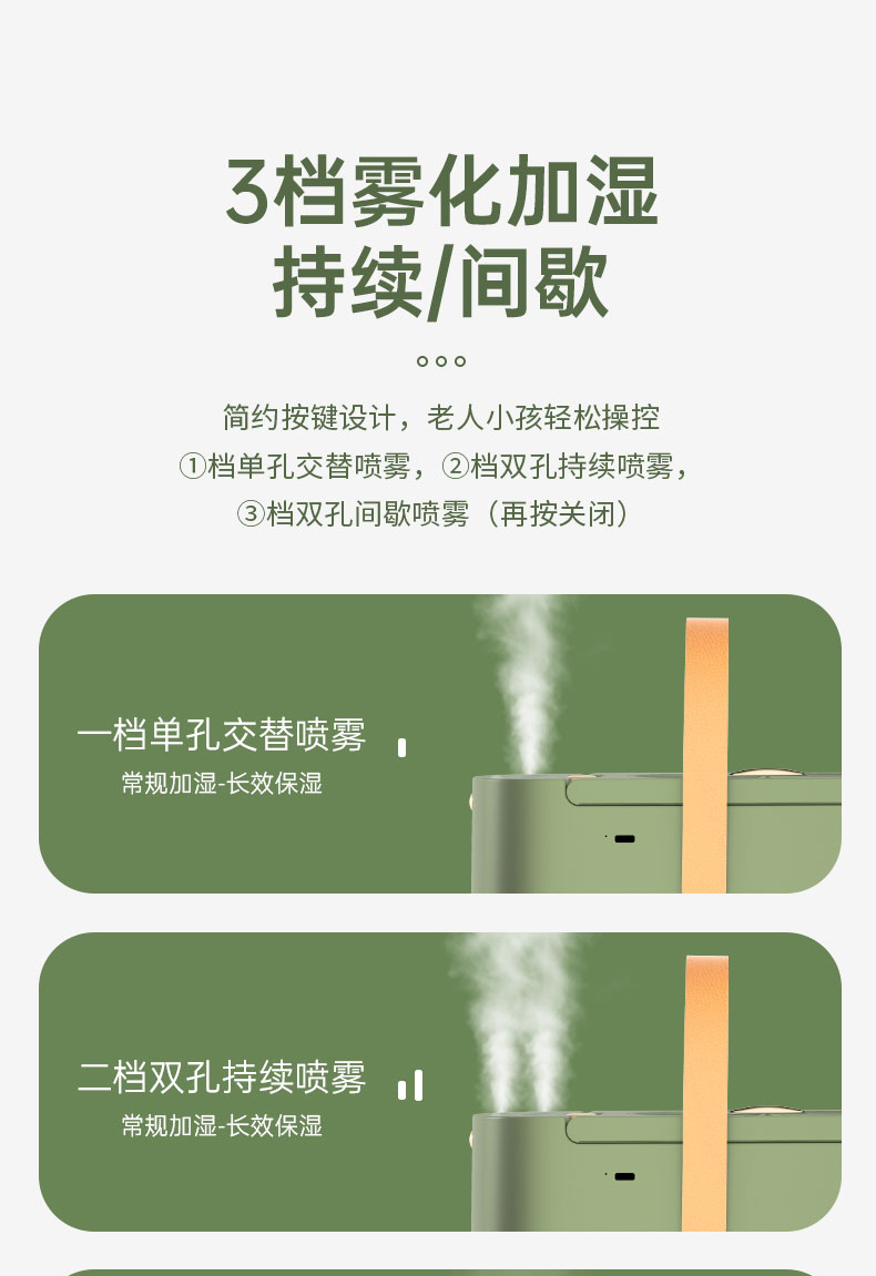 双喷头加湿风扇加湿器小夜灯手提收纳风扇桌面风扇详情15