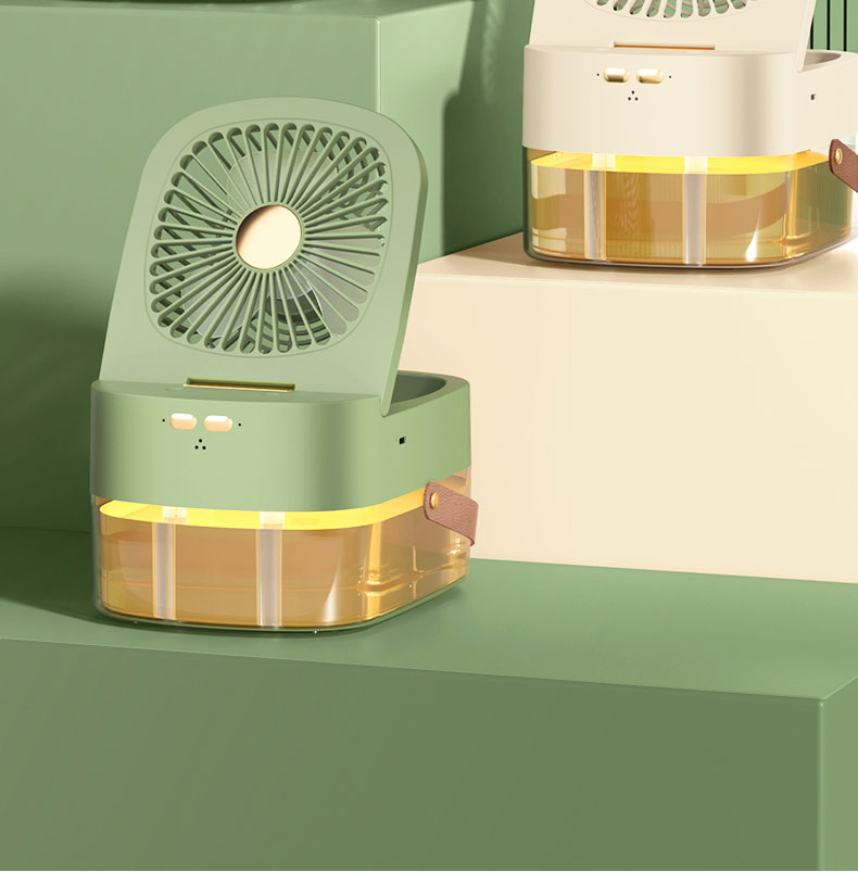 双喷头加湿风扇加湿器小夜灯手提收纳风扇桌面风扇详情6