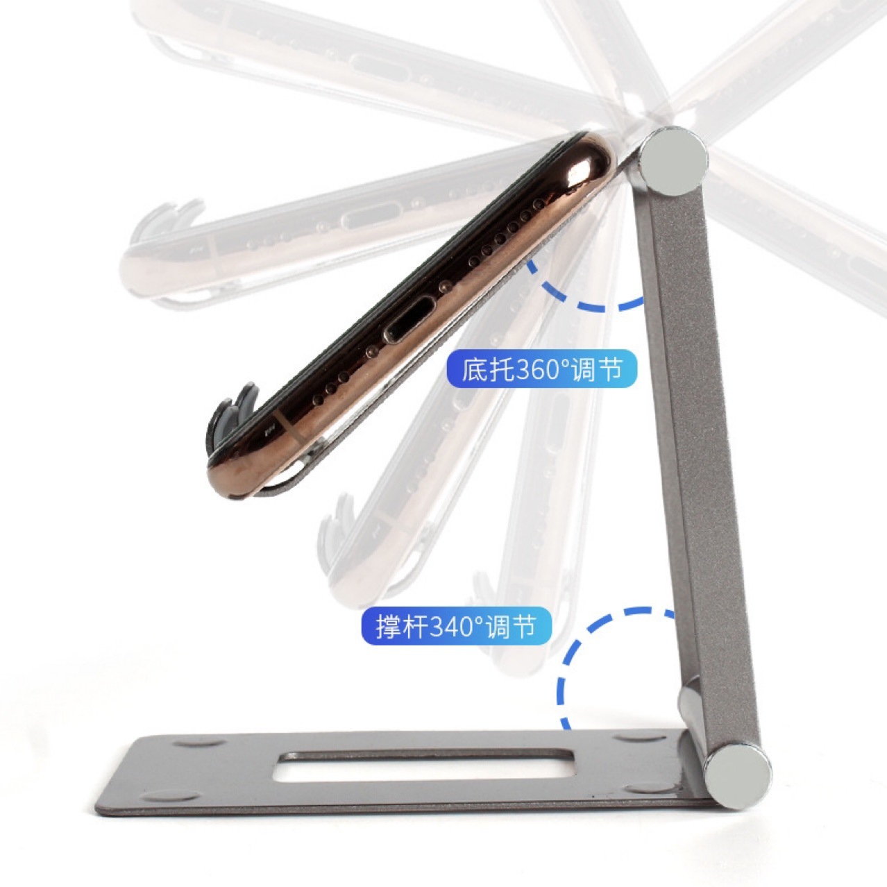 Cross-border desktop folding metal phone stand, tablet lazy person stand, online course live streaming metal stand A38 Item Picture